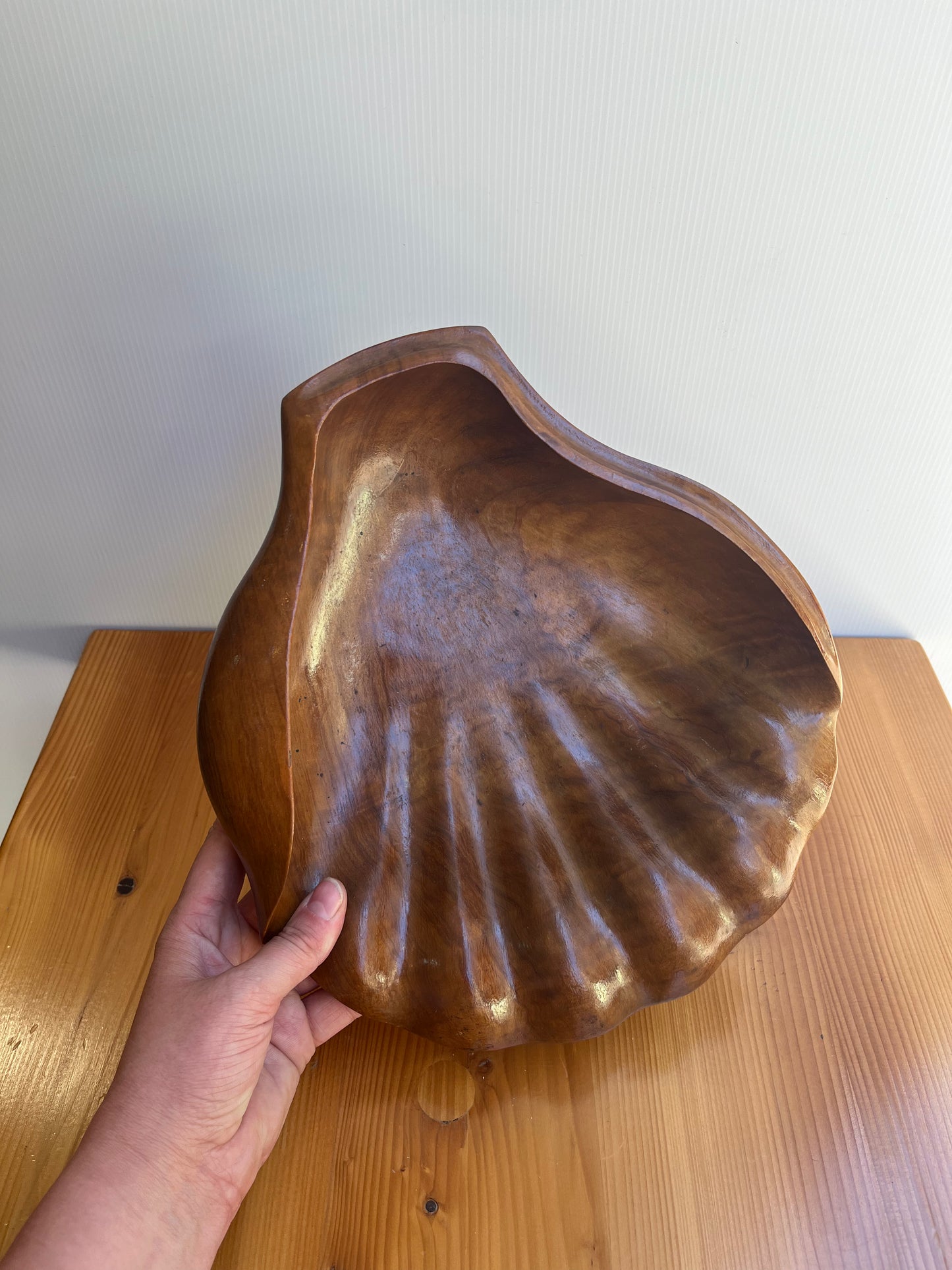 Coupe en bois exotique en forme de coquillage