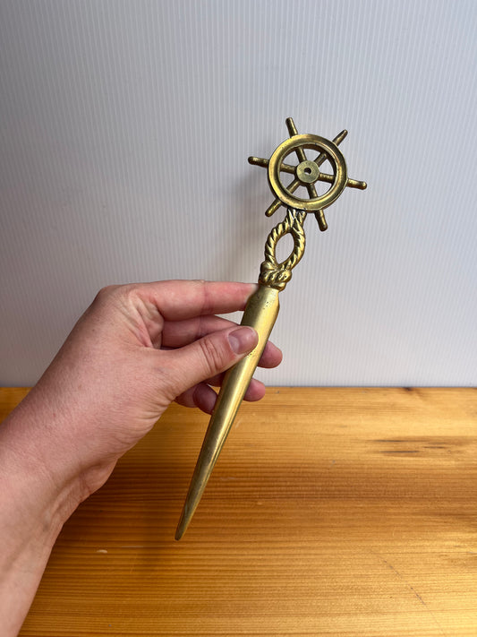 Ouvre lettres coupe papier en laiton maille marine