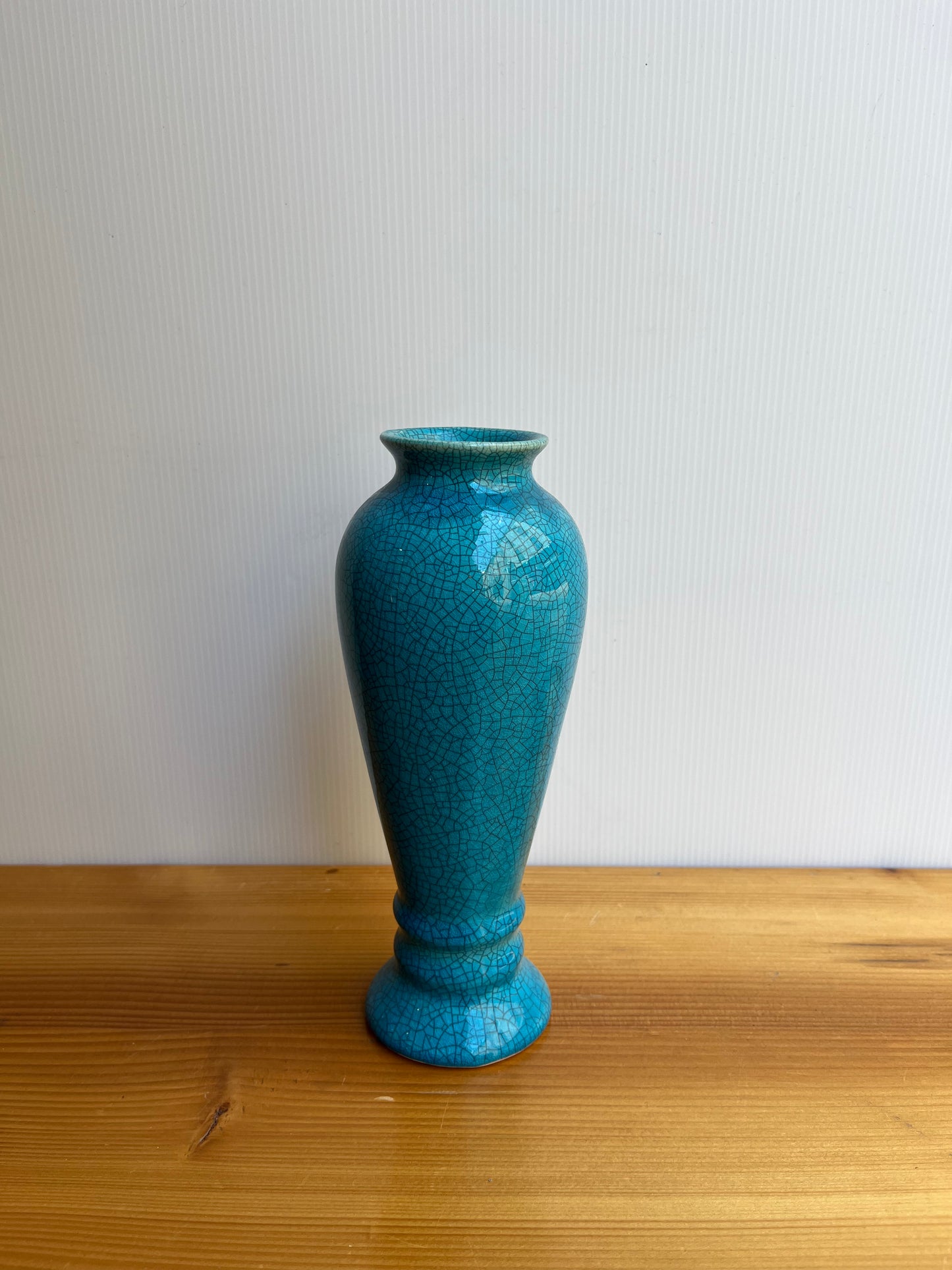 Vase à col émail bleu craquelé