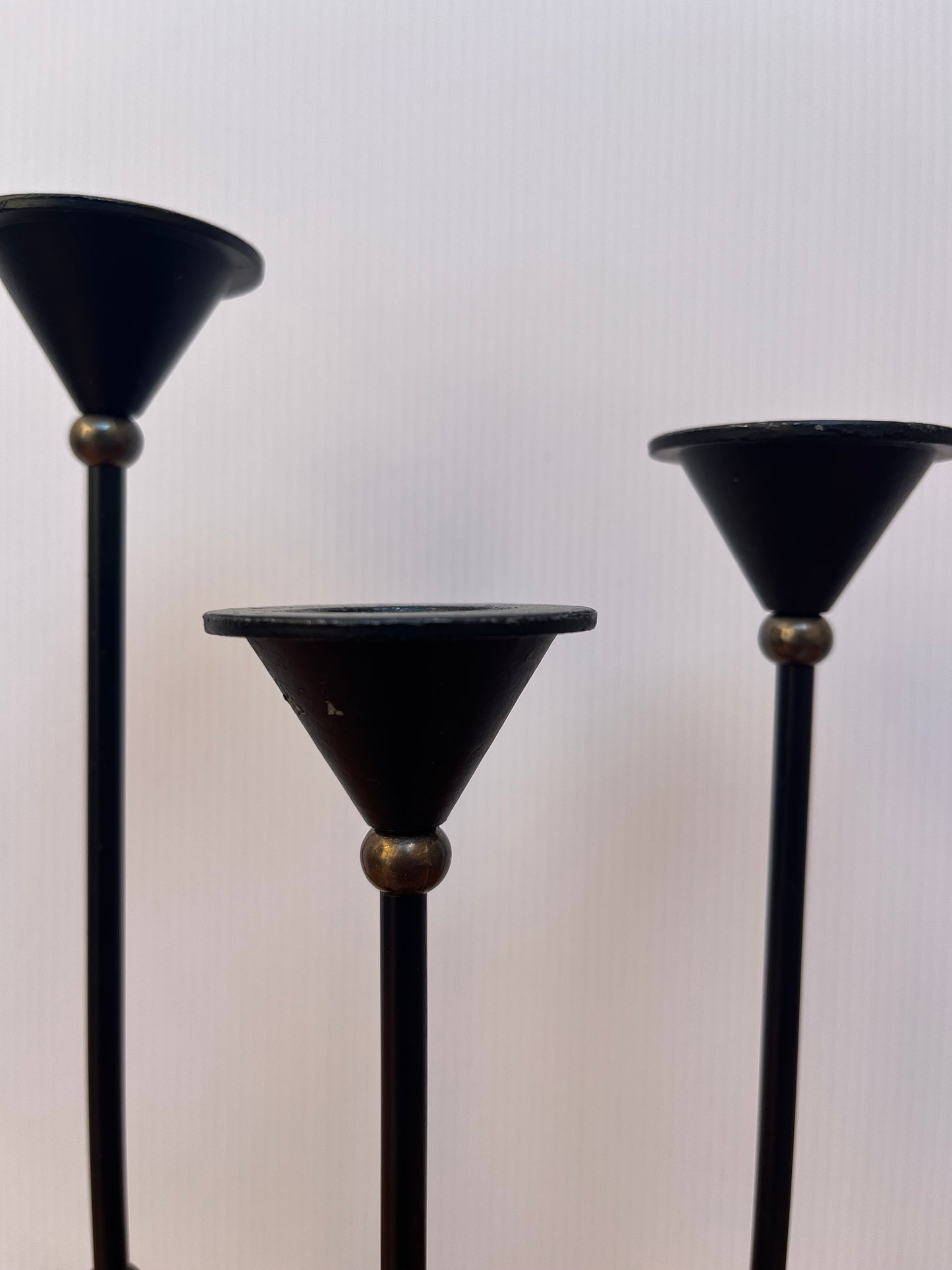 Lot de 3 bougeoirs diabolo en métal noir