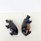 Paire hippopotames en bois sculpté